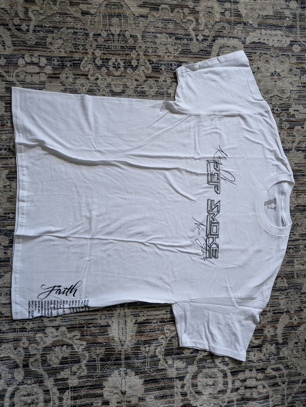 Authentic Pop Smoke x VLONE Faith King of New York Tee White XL NWOT